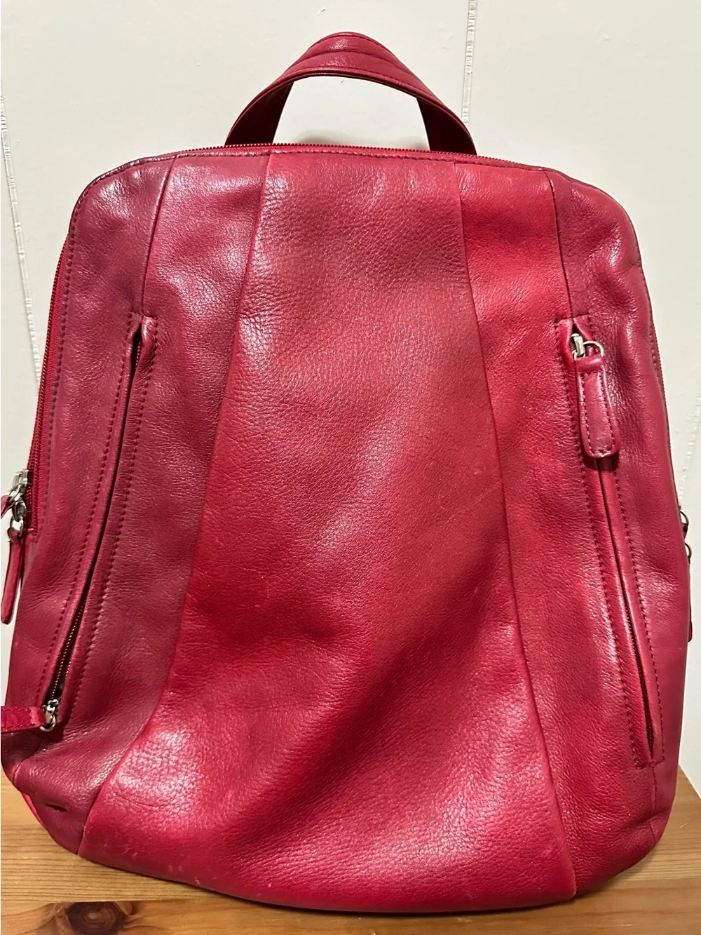 Red Leather Backpack